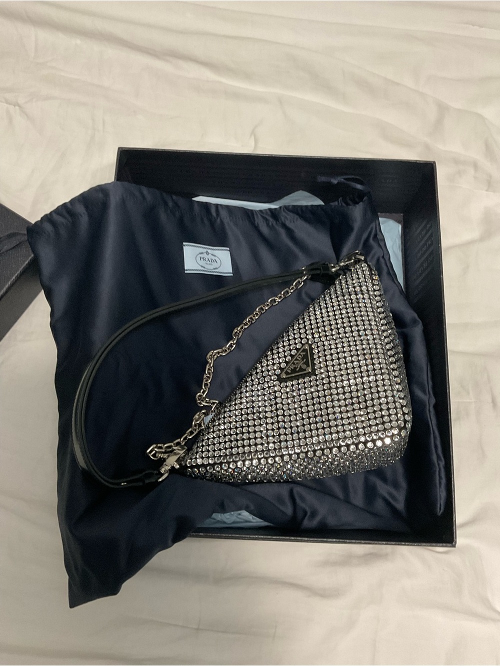 Prada Crystal Studded Satin Pouch